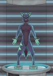 anthro drone gas_mask hypnosis latex male mask mind_control plastic solo test_chamber toy transformation deanwolfwood ych_(character) canid canine canis mammal wolf animated hi_res short_playtime