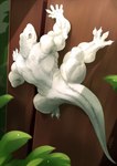 anthro claws climbing_wall male muscular muscular_anthro muscular_male nude plant pupils slit_pupils solo white_body niku_18 lizard reptile scalie hi_res