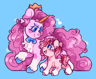 age_difference blue_background blue_eyes blue_hooves blue_pupils chest_tuft closed_smile crown curled_mane curled_tail duo eyebrows eyelashes fake_horns female female_feral feral fur happy headgear heart_symbol hooves larger_female larger_feral light long_mane long_tail mane motion_lines mouth_closed older_female older_feral open_mouth open_smile pink_body pink_eyebrows pink_fur pink_hooves pink_mane pink_tail pupils quadruped short_mane short_tail simple_background size_difference smaller_female smaller_feral smile smiling_at_another smiling_at_each_other standing tail tuft unguligrade wavy_mane white_body white_fur young young_female young_feral younger_female younger_feral cocopudu hasbro my_little_pony fan_character noble_mercy princess_wannabe earth_pony equid equine horse mammal pony 2025 colored digital_drawing_(artwork) digital_media_(artwork) english_description hi_res lighting shaded daughter_(lore) mother_(lore) mother_and_child_(lore) mother_and_daughter_(lore) parent_(lore) parent_and_child_(lore) parent_and_daughter_(lore)