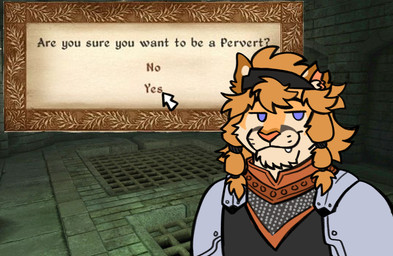 anthro clothed clothing fantasy humor male question smug smug_grin solo tan_body text wolfhusband microsoft the_elder_scrolls felid khajiit mammal digital_media_(artwork) english_text hi_res