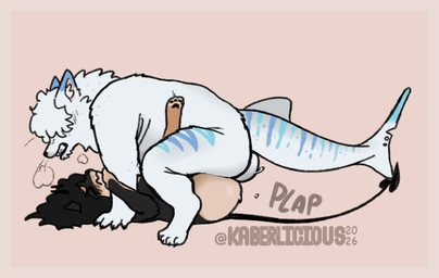 anal anal_penetration anthro anthro_on_anthro anthro_penetrated anthro_penetrating anthro_penetrating_anthro anus balls big_balls big_butt big_penis black_body blush blush_lines bodily_fluids bouncing_balls breath brown_body butt clenched_teeth curly_hair duo femboy freckles from_front_position genital_fluids genitals hair hair_over_eyes holding_arm horn interspecies large_penetration larger_male looking_pleasured male male/male male_on_bottom male_on_top male_penetrated male_penetrating male_penetrating_male mane mane_hair markings on_bottom on_top onomatopoeia overweight overweight_male paws pelvic_thrust penetration penile penile_penetration penis penis_in_ass piercing plap puffy_anus sex shark_tail side_view size_difference smaller_male smaller_penetrated sound_effects spade_tail striped_markings striped_tail stripes tail tail_markings teeth text whiskers white_body kaberlici0us mythology kaber pascal_(onemillionfish) arctic_fox canid canid_demon canine canis demon domestic_dog fish fox hellhound hybrid mammal marine mythological_canine mythological_creature requiem_shark shark shiba_inu spitz tiger_shark true_fox 2d_animation animated frame_by_frame hi_res