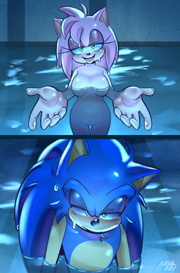 antenna_hair anthro blue_body blue_eyelids breasts caustics countershade_arms countershade_torso countershading dripping_water duo female green_eyes hair head_spines male nude open_mouth open_smile partially_submerged pink_body pink_hair pointy_ears quills_(anatomy) short_hair skinny_dipping smile swimming_pool wet wet_body piko_nae chainsaw_man i'll_teach_you_everything_(chainsaw_man) sega sonic_the_hedgehog_(series) amy_rose sonic_the_hedgehog eulipotyphlan hedgehog mammal absurd_res hi_res meme watermark