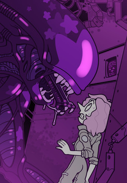 alternate_species ambiguous_gender bodily_fluids clothed clothing duo eyeless female hair inner_mouth jumpsuit not_furry pointy_nose saliva sweat teeth toony discount-supervillain alien_(franchise) cartoon_network steven_universe pearl_(steven_universe) sugilite_(steven_universe) alien alien_humanoid gem_(species) human humanoid mammal pearl_(gem_species) xenomorph digital_media_(artwork) hi_res