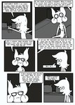 ambiguous_gender anthro bat bed bodily_fluids border comic daniel_toke dialogue duo english_text fangs furniture greyscale hi_res human iconography inside male mammal monochrome motion_lines narrowed_eyes nicky_(abfmh) on_bed open_mouth overbite panicking pillow pupils sad scut_tail shane_frost short_tail sitting slit_pupils speech_bubble sweat sweatdrop tail teeth text white_border