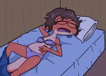 anthro bed bodily_fluids bra clothing drooling eyes_closed female freckled_face freckles furniture on_bed panties saliva solo underwear swampman amphibia_(series) disney bella_(amphibia) amphibian newt salamander 2024