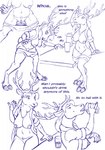 anthro antlers biped boxers_(clothing) breasts clothed clothing cloven_hooves comic deer dialogue eggnog end_page english_text eyebrows feet female fingers fur gender_transformation genitals glass gynomorph hair hi_res hooved_fingers hooves horn human intersex lord_magicpants mammal monochrome mtf_transformation navel new_world_deer nipples penis pubes pussy reindeer reindeer_nog solo text topless transformation underwear