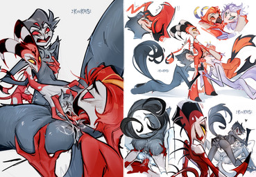 4_eyes 4_fingers anal anatomically_correct anatomically_correct_genitalia animal_genitalia anthro back_spines balls beak black_beak blue_sclera blush bodily_fluids butt butt_grab canon_couple chest_tuft clenched_teeth cloaca cloaca_juice cloacal cloacal_penetration cloacalingus cum cum_in_cloaca cum_inside cum_on_penis deep_throat erection eyebrows facial_markings feather_hair feather_tuft feathers feet fellatio fingers fluffy fluffy_chest forehead_markings forked_tail foursome frown genital_fluids genitals glowing_pupils grey_body grey_feathers grin group group_sex hair half-closed_eyes hand_in_hair hand_on_butt hand_on_head head_markings heart_symbol hooves horn licking licking_lips lidded_eyes long_tail long_tongue looking_back looking_pleasured lying male male/male markings multi_eye multicolored_body narrowed_eyes nude nude_anthro nude_humanoid nude_male on_back on_top open_mouth oral oral_penetration orgy penetration penile penile_penetration penis penis_in_cloaca pillow prehensile_tongue presenting presenting_cloaca presenting_hindquarters pseudo_hair pubes pubic_feathers pubic_mound raised_tail red_balls red_body red_eyes red_feathers red_penis red_sclera rimming saliva saliva_string sex shadow shaking sharp_teeth shivering short_hair simple_background smile spade_tail spiked_penis spiked_tail spikes spikes_(anatomy) spines spread_cloaca spread_legs spreading standing striped_horn striped_markings striped_tail stripes tail tail_feathers tail_grab tail_markings talons teeth text threesome toes tongue tongue_in_cloaca tongue_out touching_hair tuft unusual_anatomy unusual_tail white_background white_beak white_body white_feathers yellow_sclera yellow_teeth minkinkas hellaverse helluva_boss andrealphus_(helluva_boss) blitzo_(helluva_boss) stolas_(helluva_boss) vassago_(helluva_boss) ara_(genus) avian bird demon demon_humanoid galliform horned_humanoid humanoid imp macaw macaw_demon neotropical_parrot owl owl_demon parrot peafowl peafowl_demon phasianid scarlet_macaw true_parrot absurd_res artist_name collage_(artwork) hi_res signature