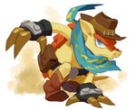 anthro belt blue_eyes boots claws clothing cowboy_hat fingerless_gloves footwear gloves handwear hat headgear headwear male scarf shoes solo nemurism dillon's_rolling_western nintendo dillon_(dillon's_rolling_western) armadillo mammal xenarthran 2012