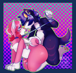 5_fingers anthro anthro_on_anthro anthro_penetrated anthro_penetrating anthro_penetrating_anthro blush bodily_fluids collar curled_tail duo eyes_closed fingers from_behind_position fur genitals gynomorph gynomorph/male hair horn intersex intersex/male leash leashed_collar male penetration penis pink_body pink_fur pink_hair purple_body purple_fur purple_hair saliva saliva_string sex tail wings yellow_horn planet_kind anahighnm_(planet_kind) melody_(planet_kind) alaskan_malamute canid canine canis domestic_dog husky mammal nordic_sled_dog spitz alpha_channel hi_res trans_(lore) trans_woman_(lore)