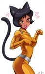 5_fingers alternate_species belt black_hair black_tail blush breasts brown_body brown_skin clothing female female_humanoid fingers hair heart_symbol humanoidized looking_at_viewer open_mouth pupils short_hair simple_background skinny slit_pupils smile solo tail tight_clothing whiskers white_background john_joseco totally_spies! alex_(totally_spies!) animal_humanoid cat_humanoid felid felid_humanoid feline feline_humanoid humanoid mammal mammal_humanoid 2020 digital_media_(artwork) hi_res shaded