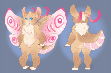 anthro areola biped breasts female genitals insect_wings nipples nude simple_background slightly_chubby smile solo standing vulva wings nebelviper arthropod bat hybrid insect lepidopteran mammal moth multiple_images
