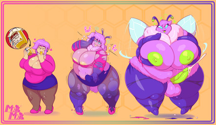 antennae_(anatomy) antennae_growth anthro ball_growth balls base_one_layout basic_sequence big_breasts bodily_fluids body_size_growth border bottomwear breasts clothing cum cumshot eating ejaculation erection eyewear female fti_transformation gender_transformation genital_fluids genital_growth genitals glasses growth gynomorph hair hand_on_breast huge_breasts human_to_anthro intersex linear_sequence navel nipples nude one_row_layout orange_border orgasm_from_transformation overweight overweight_female overweight_gynomorph overweight_intersex penis penis_growth pink_body pink_hair shirt size_transformation skirt smile solo species_transformation three_frame_image three_frame_sequence tongue topwear torn_clothing transformation transformation_sequence wide_hips yellow_nipples yellow_tongue meganemausu bee_drone_(grepstrash) arthropod bee human hymenopteran insect mammal 2020 absurd_res hi_res sequence