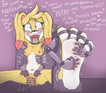 anthro bodily_fluids breasts collar feathers feet female foot_fetish foot_focus genital_fluids laugh machine nipples nude open_mouth saliva simple_background solo sweat sweatdrop tears tickle_fetish tickle_torture tickling tickling_armpits tickling_feet tickling_genitalia tickling_machine tickling_pussy tickling_sides tickling_thighs tickling_toes vaginal_fluids caroo lagomorph leporid mammal rabbit hi_res