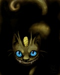 alternate_species ambiguous_gender black_background blue_eyes coin fangs feral jewelry looking_at_viewer pendant pupils simple_background slit_pupils solo tail teeth skeleion alice_in_wonderland alice_in_wonderland_(2010) alice_in_wonderland_(disney) disney nintendo pokemon cheshire_cat cheshire_cat_(disney) cheshire_cat_(species) domestic_cat felid feline felis generation_1_pokemon mammal meowth pokemon_(species) 4:5 crossover digital_media_(artwork) shaded