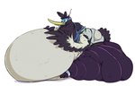 anthro beak belly big_belly big_butt black_body black_feathers butt clothed clothing feather_hands feathers feet headgear huge_belly huge_butt hyper hyper_belly hyper_butt male morbidly_obese morbidly_obese_anthro morbidly_obese_male obese obese_anthro obese_male overweight overweight_anthro overweight_male simple_background sitting solo talons thick_thighs tight_clothing toes torn_clothing visor white_background white_body white_feathers boot_(artist) kijuuki_jougen avian bird crane_(bird) gruiform ibycai