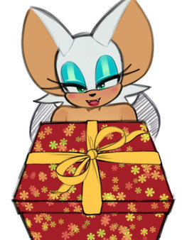 anthro bare_shoulders big_ears black_nose blue_eyeshadow blush box container eyelashes eyeshadow fangs female gift_box grey_eyes lipstick looking_at_viewer makeup open_mouth open_smile red_lipstick simple_background smile solo teeth white_background grimy291 sega sonic_the_hedgehog_(series) rouge_the_bat bat mammal 2025 hi_res