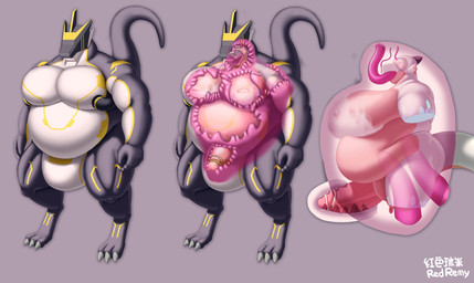 4_missing_limbs belly bodily_fluids breast_milking breasts clitoris cum facial_piercing genital_fluids genitals gynomorph intersex lactating latex muscular nipple_piercing nipple_ring nipples nose_piercing nose_ring nude overweight penis piercing ring_piercing sex_toy tentacles vulva redremy7 mythology redremy_(character) dragon mythological_creature mythological_scalie scalie absurd_res hi_res