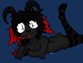 alex_mizer anthro fur horn looking_at_viewer male male/male male_anthro nude smile solo midnightbatizer bovid caprine caprine_demon demon goat goat_demon mammal alpha_channel digital_media_(artwork)