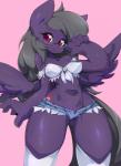 anthro bottomwear breasts clothed clothing crop_top denim denim_clothing eyewear female front_tie_shirt glasses grey_hair hair heart_symbol musical_note musical_symbol purple_eyes shirt shorts simple_background solo symbol topwear slugbox hasbro my_little_pony hi_res