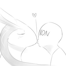 ambiguous_gender blush duo eyes_closed female female/ambiguous hair heart_symbol interspecies kissing love simple_background white_background unknown_artist nintendo pokemon anon generation_3_pokemon human mammal milotic pokemon_(species) reptile scalie 1:1 greyscale hi_res monochrome