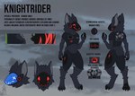 anthro black_body black_fur blue_screen_of_death cassette_player electronics fur machine male red_eyes reel-to-reel_recorder scut_tail short_tail solo tail text damsonfox knightrider protogen english_text hi_res model_sheet