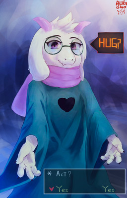 anthro clothing dialogue eyewear fur glasses horn long_ears male robe scarf solo speech_bubble text white_body white_fur jaugy deltarune undertale_(series) ralsei bovid caprine darkner goat mammal absurd_res english_text hi_res