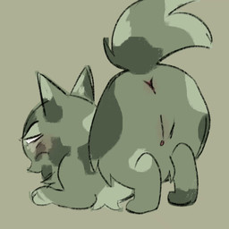 anus blush blush_lines butt butt_focus female feral fluffy fur genitals green_body green_fur motion_lines patch_(marking) presenting presenting_anus presenting_hindquarters presenting_vulva rear_view shaking_butt solo tail tail_motion vulva wiggling_butt artienvy mewgenics fenrir_(mewgenics) domestic_cat felid feline felis mammal 1:1 animated frame_by_frame trans_(lore) trans_man_(lore)