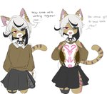 anthro bottomwear choker clothing eye_patch eyewear female flashing flashing_breasts garter_socks hair jewelry necklace red_eyes skirt solo spiked_choker tail tattoo text white_hair womb_tattoo sparxel ichime felid feline mammal character_request english_text hi_res