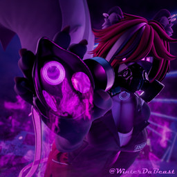 anthro black_body black_fur breasts clothed clothing fart fart_cloud fart_fetish female first_person_view fur gas gas_mask gassy glowing glowing_eyes hair looking_at_viewer mask pheromones raised_tail red_hair skunk_spray skunk_tail solo tail tube winterdabeast abby_sitter mammal mephitid skunk 1:1 3d_(artwork) blender_(artwork) digital_media_(artwork) hi_res
