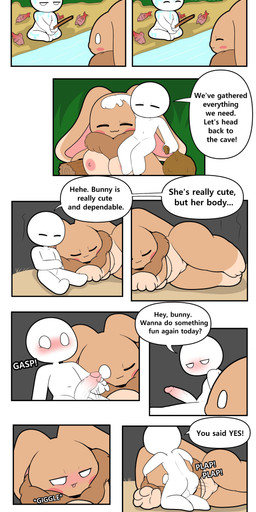 3_toes 4_fingers :3 anthro anthro_penetrated areola balls becoming_erect bedroom_eyes big_breasts blep blush blush_stickers bodily_fluids breasts broken_object brown_bag brown_body brown_ears brown_fur brown_tail butt carrying_another carrying_partner cave cum cum_in_mouth cum_inside dialogue duo erection eye_contact eyes_closed face_fucking feet fellatio female female_anthro female_on_human female_penetrated fingers fishing fishing_rod floppy_ears fur gasp genital_fluids genitals giggle glans gloves_(marking) gulp_(sound_effect) half-closed_eyes hand_on_head holding_bag holding_object human_on_anthro human_penetrating human_penetrating_anthro human_penetrating_female interspecies irrumatio larger_anthro larger_female laugh leg_markings looking_at_another looking_at_genitalia looking_at_partner looking_at_penis lop_ears lying male male/female male_human male_on_anthro male_penetrating male_penetrating_anthro male_penetrating_female markings motion_lines multicolored_body multicolored_ears multicolored_fur narrowed_eyes navel neck_tuft nipples no_pupils nude nude_anthro nude_female nude_human on_front on_side one_eye_closed oral oral_penetration orgasm outdoor_nudity outside partially_submerged penetration penile penis penis_in_mouth pink_areola pink_glans pink_inner_ear pink_nipples pink_tongue plap plap_(sound) resting scut_tail seductive sex short_tail shoulder_carry sitting sitting_on_shoulder size_difference smaller_human smaller_male smile socks_(marking) sound_effects speech_bubble standing tail tan_body tan_breasts tan_ears tan_fur text thick_thighs toes tongue tongue_out tuft vein veiny_penis vulva water wet white_body white_eyes tonytoran monster_bunny_(tonytoran) fish human lagomorph leporid mammal marine rabbit 2025 absurd_res comic digital_media_(artwork) english_text hi_res