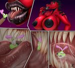 anthro areola arms_tied big_areola big_breasts big_dom_small_sub black_lips bodily_fluids bound breasts dominant dominant_female duo female huge_breasts imminent_oral_vore imminent_vore in_mouth larger_female licking lips male male/female mouth_play mouth_shot nipples open_mouth red_body saliva saliva_on_tongue sharp_teeth size_difference smaller_male sucking teeth thick_lips tied_to_pole tongue tongue_out jamearts mrmadhead jimmy_basil-lisk ladonna dinosaur prehistoric_species reptile scalie theropod tyrannosaurid tyrannosauroid tyrannosaurus tyrannosaurus_rex