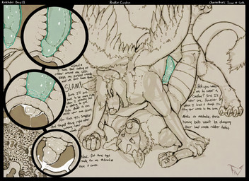anthro balls balls_deep bodily_fluids broken_condom cervical_contact cervical_penetration condom cum cum_in_ovaries cum_in_uterus cum_inside dialogue duo fallopian_tubes genital_fluids genitals herm imminent_impregnation impregnation impregnation_attempt internal internal_vaginal intersex intersex/male male maleherm multiple_ova muscular muscular_male ovum penetration penis_in_uterus porn_dialogue sexual_barrier_device sperm_cell sperm_dominating_ovum text uterus vaginal_canal wearing_condom fellowwolf kinktober kinktober_2025 mythology seth_fay canid canine canis dragon hybrid mammal mythological_creature mythological_scalie scalie wolf 11:8 2025 absurd_res digital_media_(artwork) english_text hi_res monochrome spot_color