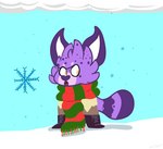 anthro boots chibi clothing footwear holidays male scarf shoes snow snowing snowing_outside solo surprise surprised_expression hebinoashura_(artist) leo_(ultralaserten) absurd_res digital_drawing_(artwork) digital_media_(artwork) hi_res