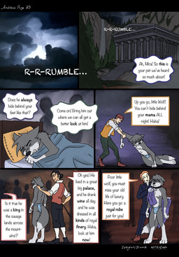 3_toes 4_fingers anthro barefoot bed bedding black_hair black_nose blanket bottomwear brown_hair butt clenched_teeth clothed clothed_anthro clothed_human clothed_male clothing collar dark_clouds degradation dialogue dragging dream eyes_closed fangs feet fingers flashback fur furniture grey_body grey_fur group hair hindpaw humanoid_hands loincloth loincloth_only lying lying_on_bed male navel nightmare nipples on_bed on_side pants paws pillow shirt slave sleeping speech_bubble standing tail teeth temple text thunder toes topless topless_anthro topless_male topwear vest wearing_collar spiritofash andreas_(spiritofash) canid canine canis human mammal wolf comic english_text hi_res