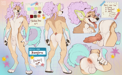 4_toes 5_fingers animal_genitalia animal_penis anthro anus backsack balls biped black_nose black_pawpads blue_body blue_fur brown_body brown_fur butt canine_genitalia canine_penis claws digitigrade dreadlocks erection eyewear feet fingers front_view fully_sheathed fur genitals glasses greeting hair male multicolored_body multicolored_fur nipples nude nude_anthro nude_male pawpads penis pink_anus pink_penis pronouns purple_body purple_fur purple_hair rear_view sheath smile solo standing tail tan_body tan_fur teeth text toes tongue tongue_out white_balls white_body white_fur white_sheath inno-sjoa canid canine canis domestic_dog mammal 2026 digital_drawing_(artwork) digital_media_(artwork) english_text hi_res model_sheet