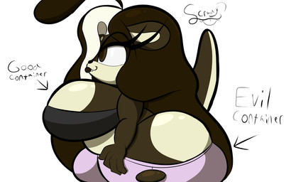 anthro belly big_belly big_breasts big_bulge big_butt bottomwear breasts brown_hair bulge butt clothing eyelashes gynomorph hair huge_breasts intersex lips long_eyelashes otter_tail overweight overweight_anthro overweight_gynomorph overweight_intersex pants shortstack shortstack_gynomorph shortstack_intersex solo squish thick_bottom_lip thick_lips thick_thighs topwear torn_bottomwear torn_clothing torn_topwear yoga_pants scrudy bella_(scrudy) mammal mustelid otter digital_media_(artwork) hi_res