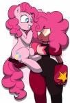 alternate_hairstyle blue_eyes duo eyewear female feral fur grin hair hooves pink_body pink_fur pink_hair smile sunglasses strangerdanger cartoon_network friendship_is_magic hasbro my_little_pony steven_universe garnet_(steven_universe) pinkie_pie_(mlp) alien alien_humanoid earth_pony equid equine garnet_(gem_species) gem_(species) gem_fusion horse humanoid mammal pony 2015 absurd_res crossover hi_res