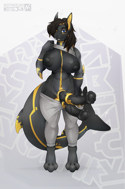 abs animal_genitalia animal_penis anthro areola athletic_wear balls big_breasts big_penis black_body blue_eyes breasts bulge clothed clothing egyptian equine_genitalia equine_penis erection front_view genitals glistening glistening_breasts gym gynomorph intersex markings multi_genitalia multi_penis muscular muscular_anthro muscular_gynomorph muscular_intersex navel nipples non-mammal_breasts non-mammal_navel non-mammal_nipples penis presenting shark_fin shark_tail sheath solo thick_thighs wide_hips not_mizuki tefnut_(shark) fish marine shark absurd_res hi_res herm_(lore)