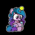 ball blue_hair drinking drinking_straw female feral gradient_hair hair horn purple_body purple_eyes purple_hair quadruped sitting solo tennis_ball tennis_ball_on_horn sugar_morning hasbro mlp_g5 my_little_pony mythology izzy_moonbow_(mlp) equid equine mammal mythological_creature mythological_equine unicorn 1:1 animated short_playtime