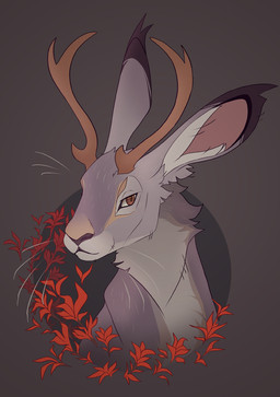 antlers feral horn male solo text selketart windsnowandstatic cryptid hare jackalope lagomorph leporid mammal character_name hi_res icon