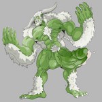 barazoku big_penis bodily_fluids claws cum fur genital_fluids genitals green_body green_skin horn huge_penis hyper hyper_genitalia hyper_penis male muscular penis solo tusks white_body white_fur rickleone orctober humanoid orc yeti 1:1 hi_res