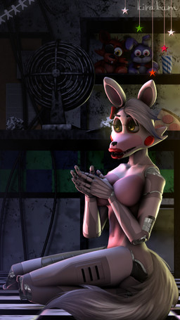 anthro big_breasts breasts casual_nudity checkered checkered_floor electric_fan featureless_breasts female fur hair head_bow inside kneeling machine navel open_mouth plushie short_hair sitting sitting_on_ground solo tail white_body white_fur white_hair yellow_eyes kira-kam disembowell_(modeler) red-eye_(modeler) five_nights_at_freddy's five_nights_at_freddy's_2 scottgames mangle_(fnaf) animatronic canid canine fox mammal robot robot_anthro 3d_(artwork) 9:16 digital_media_(artwork) hi_res source_filmmaker_(artwork) watermark
