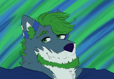 anthro clothed clothing ear_piercing fur lupuridi male piercing solo lupice canid canine canis mammal wolf 2_frame_animation animated animated_gif digital_media_(artwork) frame_by_frame short_playtime