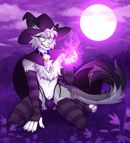 anthro arm_warmers armwear bell bell_collar blue_collar blue_eyes bow_ribbon bulge claw_slits claws clothing collar detailed_background dipstick_ears dipstick_tail ear_markings elemental_manipulation eyewear fangs femboy fire fire_manipulation full_moon fur glasses glowing glowing_eyes gold_bell grass grey_body hair hat headgear headwear holidays kneeling leg_warmers legwear looking_at_viewer magic magic_user male markings moon mountain multicolored_ears outside panties pattern_armwear pattern_clothing pattern_legwear pawpads pink_nose plant sky smile smirk solo spots spotted_markings stockings striped_armwear striped_clothing striped_legwear stripes tail tail_markings teeth thigh_highs tree tuft underwear whiskers witch witch_costume witch_hat citrinelle halloween nixuelle domestic_cat egyptian_mau felid feline felis mammal 2025 digital_media_(artwork) hi_res