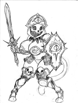 animal_skull anthro armor big_breasts bikini_armor bone boots bottomwear breasts cleavage clothed clothing female footwear gauntlets gloves greaves handwear huge_breasts knock-kneed legwear melee_weapon pauldron shield shoes skeleton skimpy skull skull_head solo sword thick_thighs thigh_boots thigh_highs unconvincing_armor weapon wide_hips chochi felid feline mammal undead 2022 absurd_res black_and_white graphite_(artwork) hi_res monochrome sketch traditional_media_(artwork)