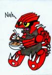 anthro biped cereal cutlery dialogue eating food holding_object holding_spoon kitchen_utensils male sitting solo spoon text tools johndarwinencarnado nintendo pokemon generation_3_pokemon groudon legendary_pokemon pokemon_(species) scalie english_text hi_res marker_(artwork) meme traditional_media_(artwork)