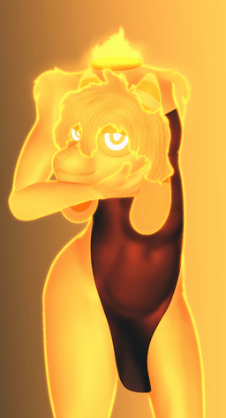 anthro clothing detachable detachable_head dress floppy_ears glowing_outline holding_head holding_own_head horn male orange_body orange_glow orange_horn pupils solo unusual_pupils conditional_dnp gusta gusta_(gusta) bovid caprine ghost goat mammal spirit hi_res