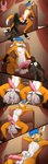 animal_genitalia anthro balls big_balls big_penis blue_eyes bodily_fluids bone brown_body brown_fur cock_vore collar cum death digestion duo erection eyewear fatal_vore floppy_ears fur genital_fluids genitals glasses huge_balls huge_penis knot male male/male nude open_mouth orange_body orange_fur penile penis sheath skull stretched_urethra tail teeth urethra vore shero-chan fevnor kane_herkel canid canine canis fox hybrid kangaroo macropod mammal marsupial wolf absurd_res hi_res