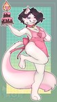 anthro back_bow black_hair blue_eyes blush breasts bulge cake clothing collar dessert erection erection_under_clothing food fur gynomorph hair intersex multi_breast nipple_outline solo white_body white_fur koikai skye_(tinycatskye) felid feline mammal 9:16 absurd_res hi_res