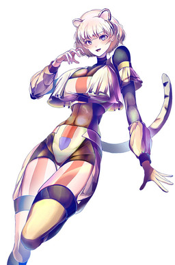 animal_ears big_breasts blue_hair blush bodysuit breasts cleavage clothed clothing female hair huge_breasts humanoidized jacket legwear markings orange_clothing short_hair skinsuit small_waist smile solo striped_markings stripes tail thigh_highs tight_clothing topwear white_clothing white_hair yellow_clothing iewyrh3q9i10429 metal_cardbot tachy_(metal_cardbot) animal_humanoid cheetah felid felid_humanoid feline feline_humanoid humanoid mammal mammal_humanoid 2026 digital_drawing_(artwork) digital_media_(artwork) hi_res